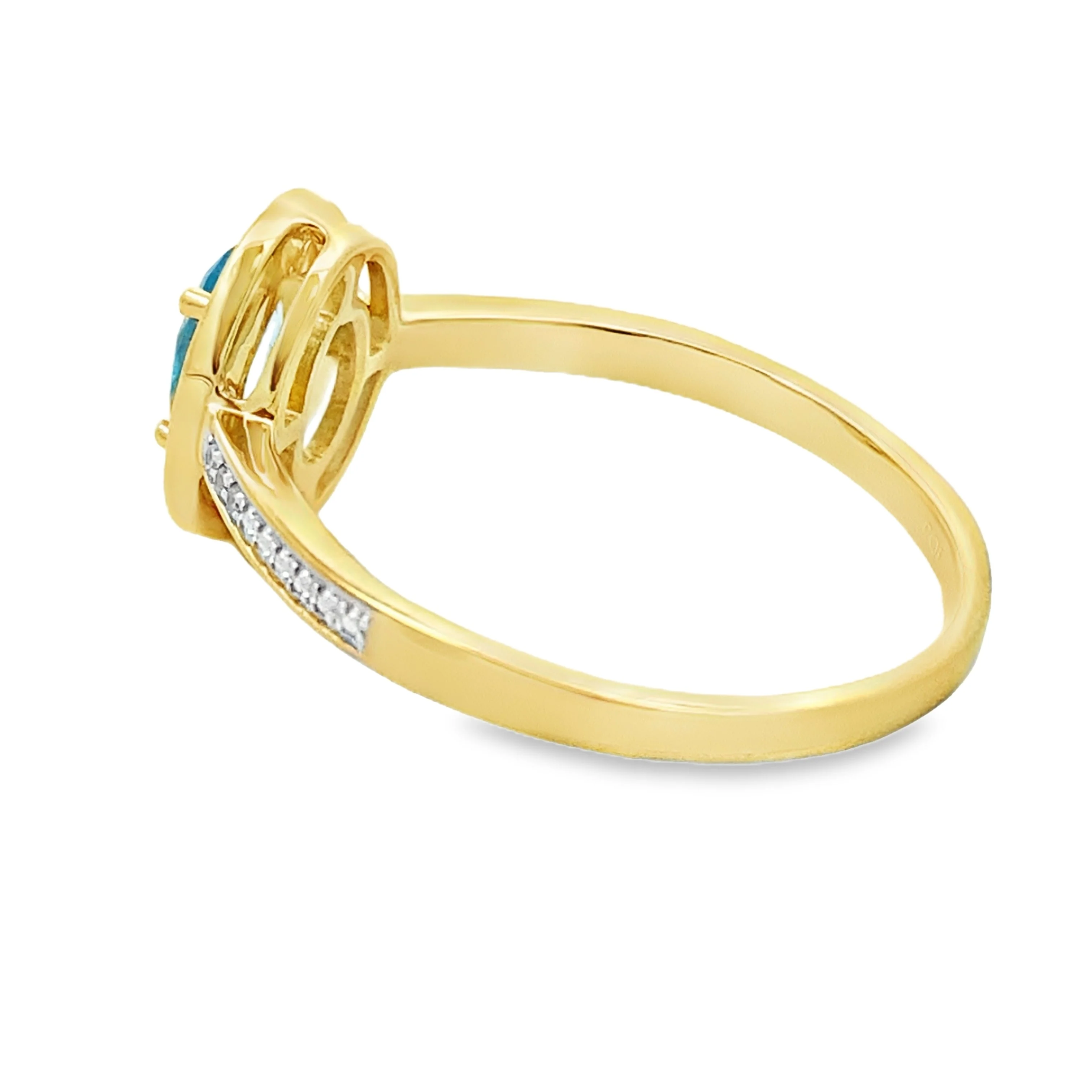 .49ct Blue Topaz Diamond Ring 10KT Yellow Gold - Image 2