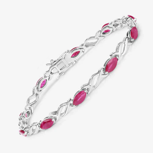 5.00 Carat Genuine Ruby 10K White Gold Bracelet - Image 10