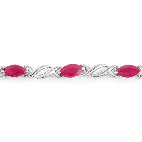 5.00 Carat Genuine Ruby 10K White Gold Bracelet - Image 2