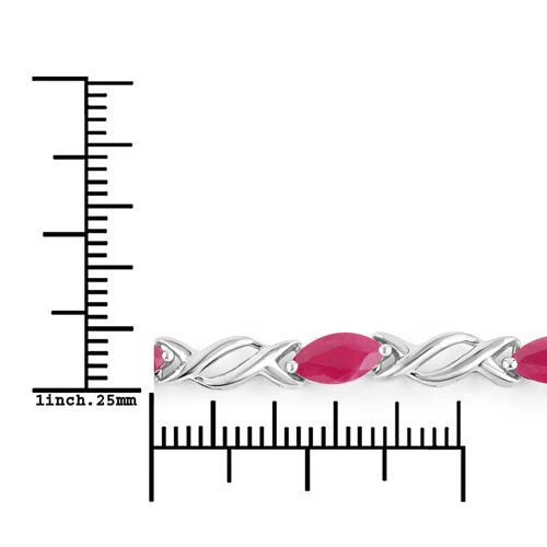 5.00 Carat Genuine Ruby 10K White Gold Bracelet - Image 3