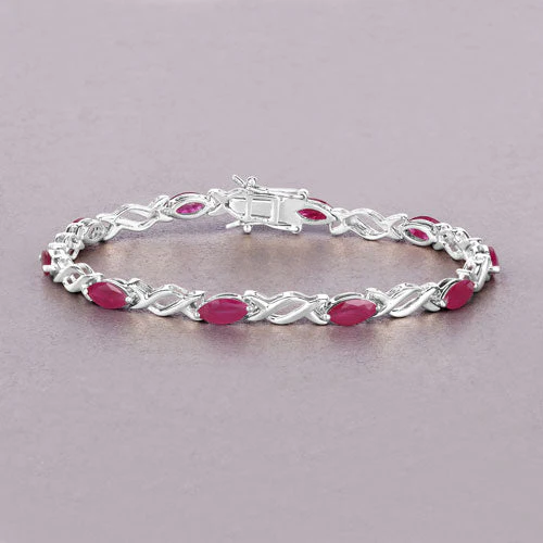 5.00 Carat Genuine Ruby 10K White Gold Bracelet - Image 5