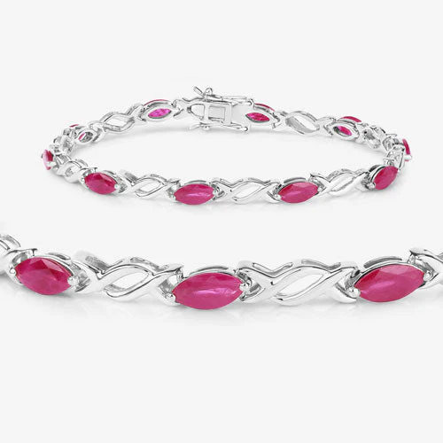 5.00 Carat Genuine Ruby 10K White Gold Bracelet - Image 6