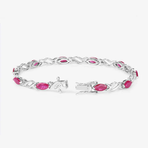 5.00 Carat Genuine Ruby 10K White Gold Bracelet - Image 7