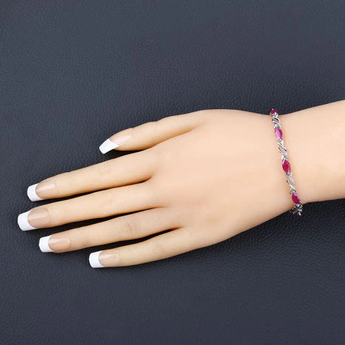 5.00 Carat Genuine Ruby 10K White Gold Bracelet - Image 8