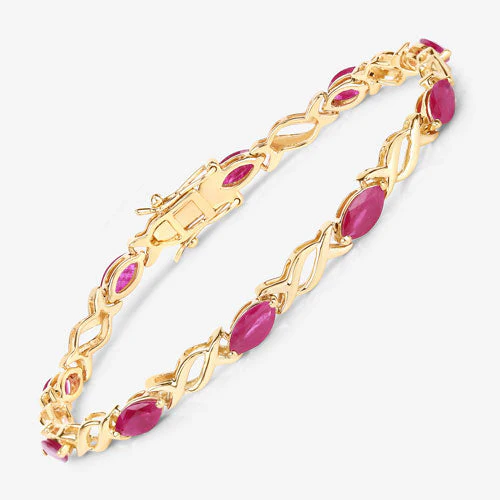 5.00 Carat Genuine Ruby 10K Yellow Gold Bracelet - Image 10