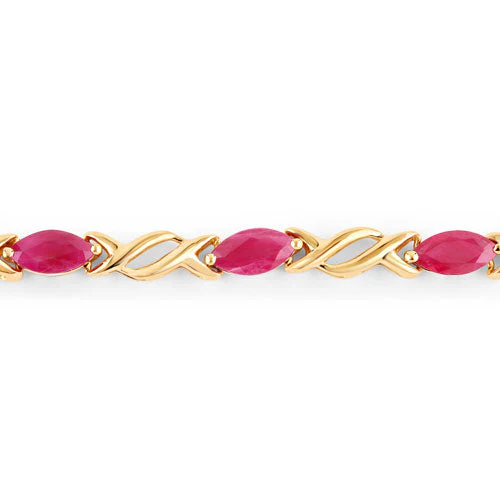 5.00 Carat Genuine Ruby 10K Yellow Gold Bracelet - Image 2