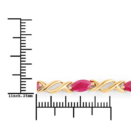 5.00 Carat Genuine Ruby 10K Yellow Gold Bracelet - Image 3