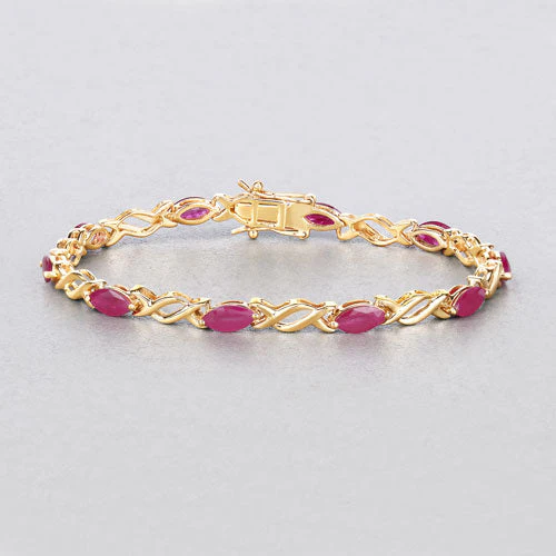 5.00 Carat Genuine Ruby 10K Yellow Gold Bracelet - Image 5