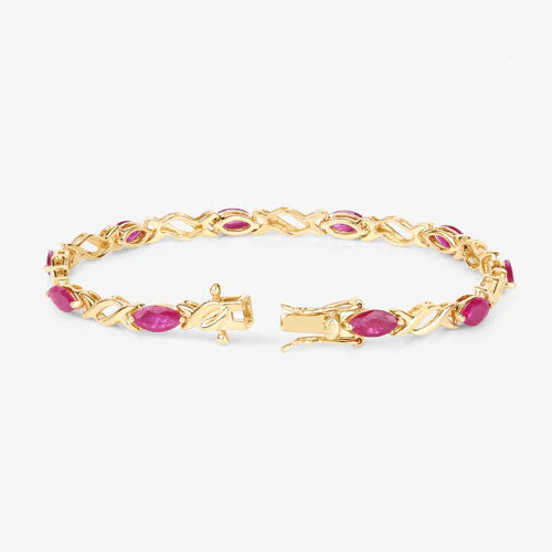 5.00 Carat Genuine Ruby 10K Yellow Gold Bracelet - Image 7