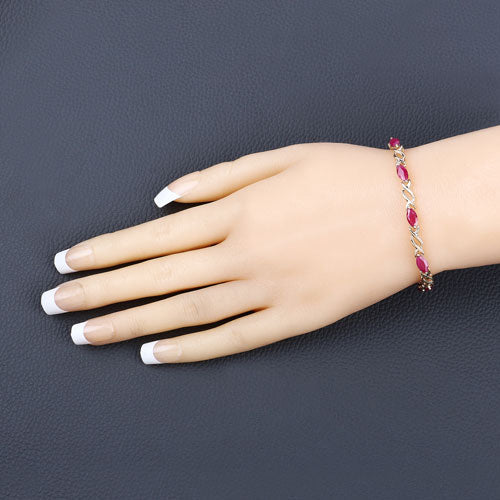 5.00 Carat Genuine Ruby 10K Yellow Gold Bracelet - Image 8
