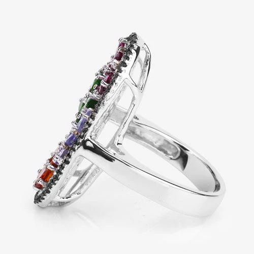 5.01 Carat Genuine Multi Stones .925 Sterling Silver Ring - Image 11