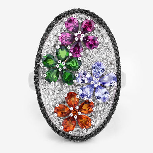 5.01 Carat Genuine Multi Stones .925 Sterling Silver Ring - Image 12