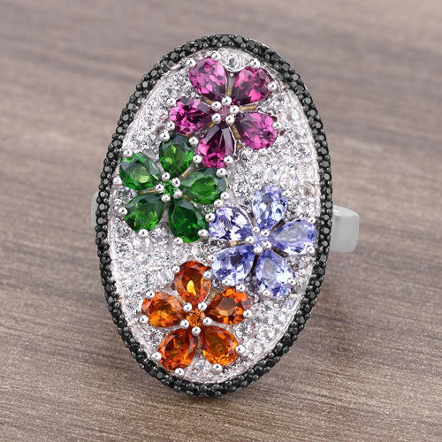 5.01 Carat Genuine Multi Stones .925 Sterling Silver Ring - Image 13