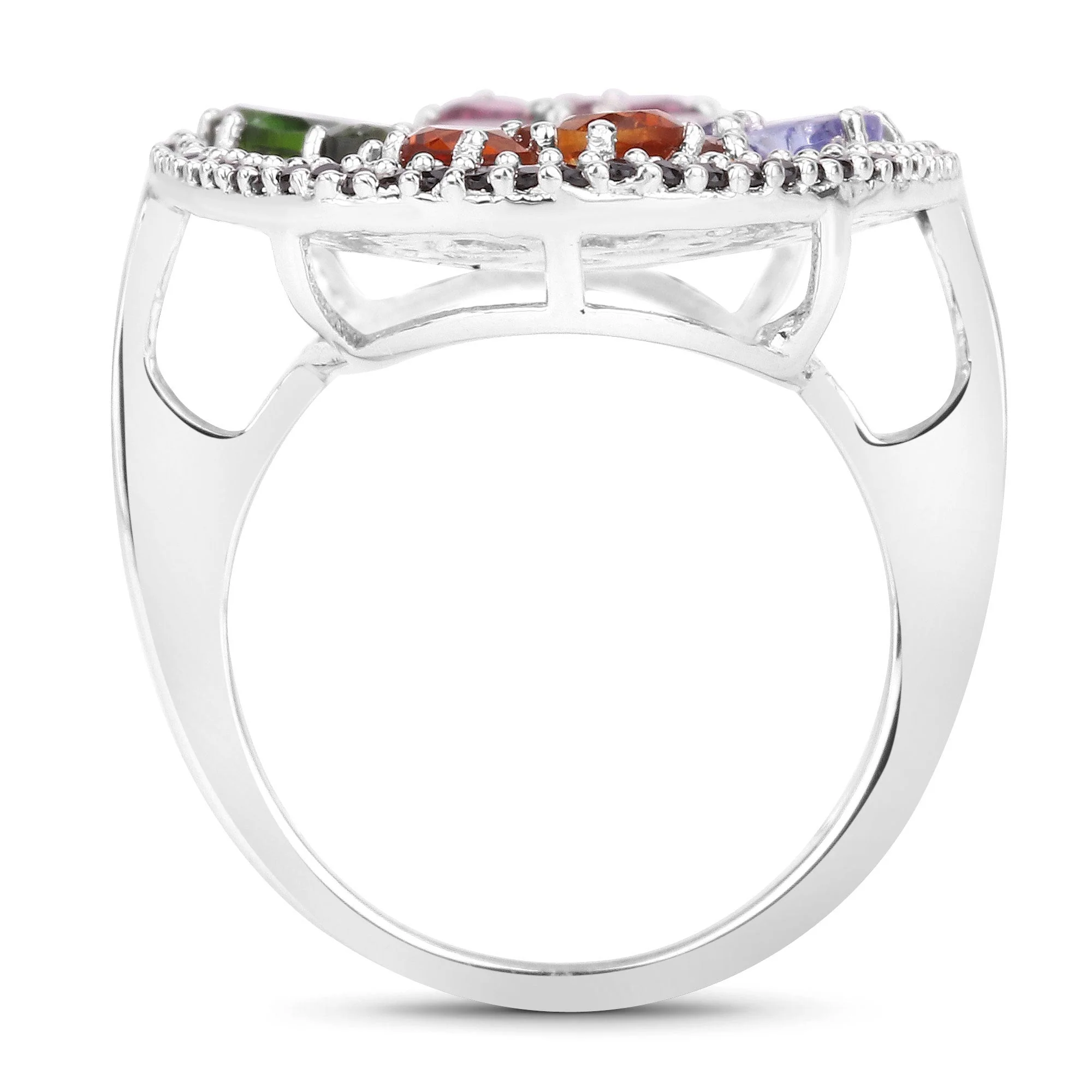 5.01 Carat Genuine Multi Stones .925 Sterling Silver Ring - Image 2