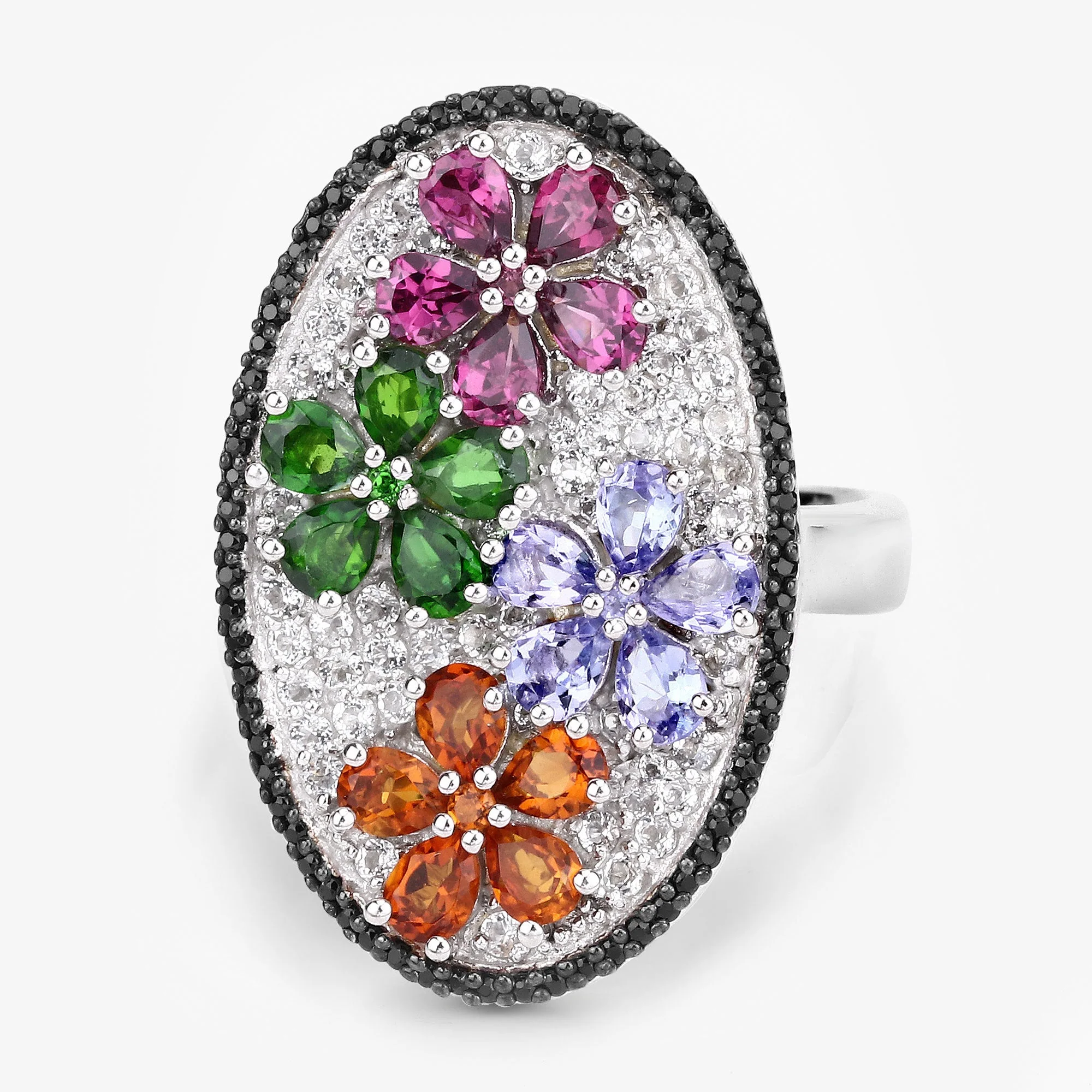 5.01 Carat Genuine Multi Stones .925 Sterling Silver Ring - Image 4