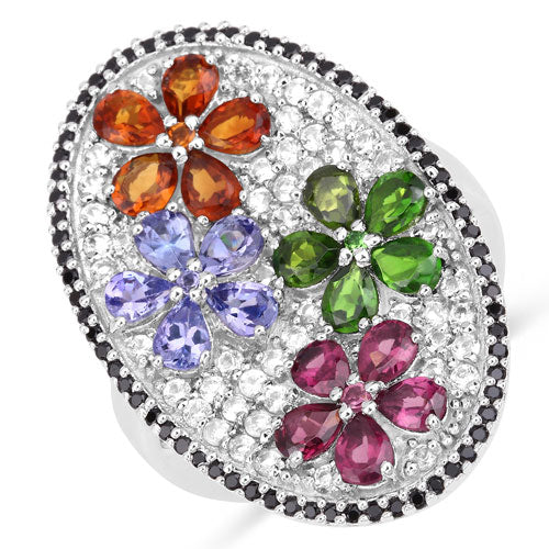 5.01 Carat Genuine Multi Stones .925 Sterling Silver Ring - Image 5