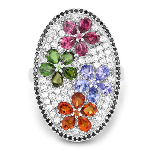 5.01 Carat Genuine Multi Stones .925 Sterling Silver Ring - Image 7