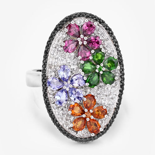 5.01 Carat Genuine Multi Stones .925 Sterling Silver Ring - Image 9