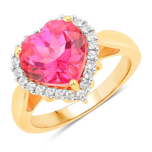 5.03 Carat Genuine Pink Topaz and White Topaz .925 Sterling Silver Ring - Image 2