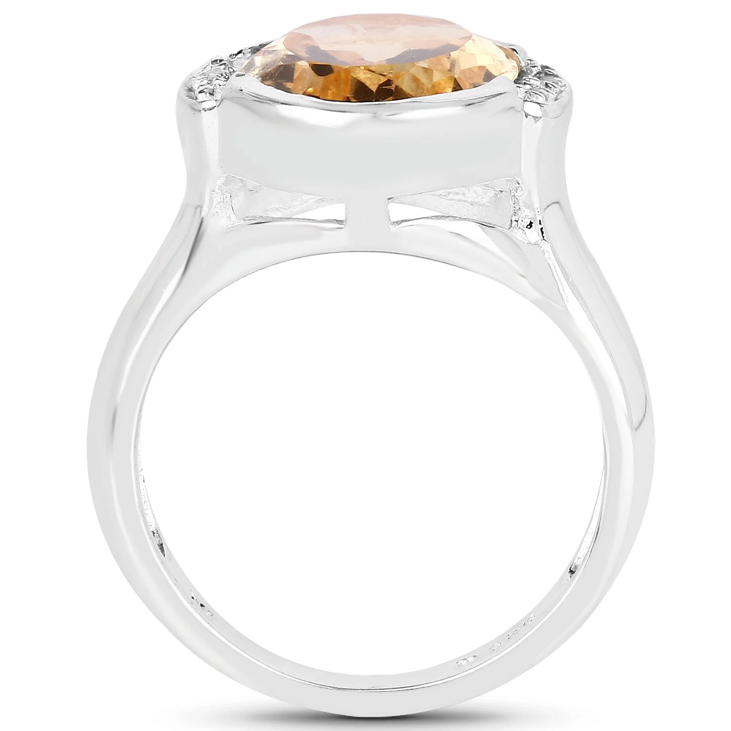 5.05 Carat Genuine Citrine and White Diamond .925 Sterling Silver Ring - Image 2