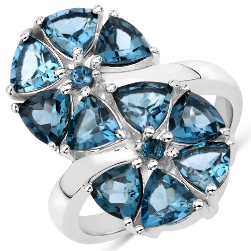 5.10 Carat Genuine London Blue Topaz .925 Sterling Silver Ring - Image 2