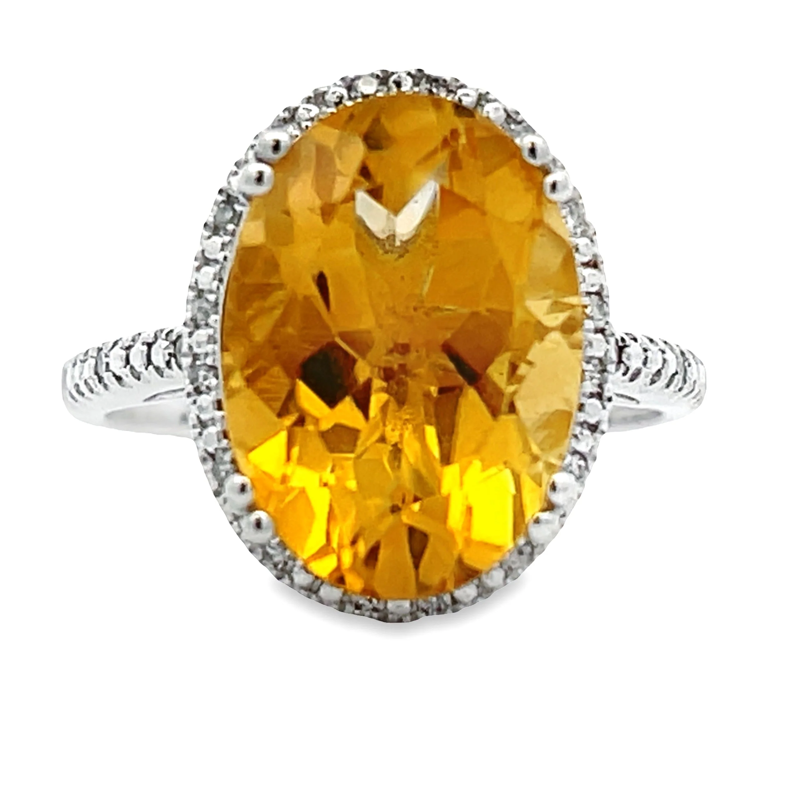 5.17ct Citrine Diamond Ring 14KT White Gold - Image 4