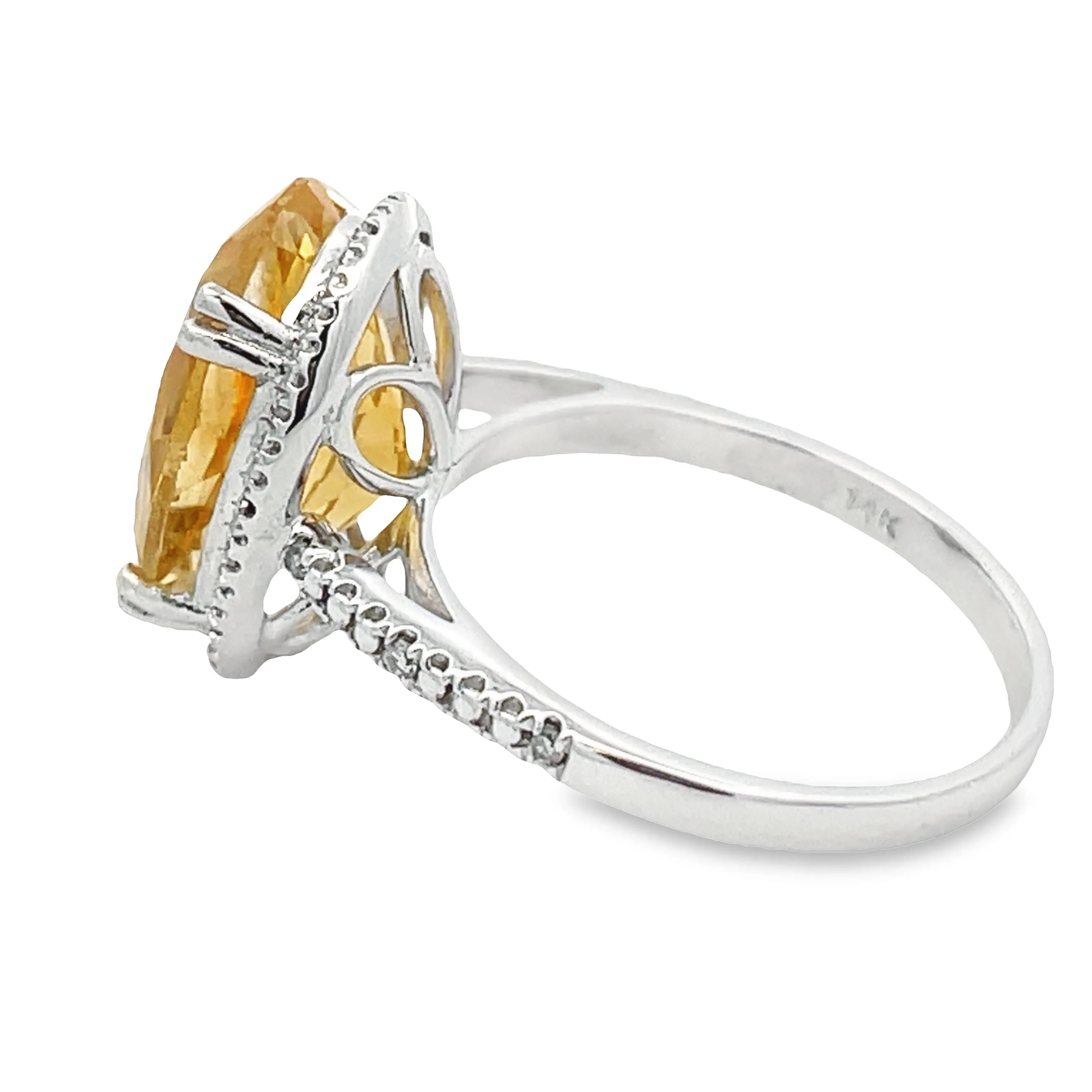 5.17ct Citrine Diamond Ring 14KT White Gold - Image 5