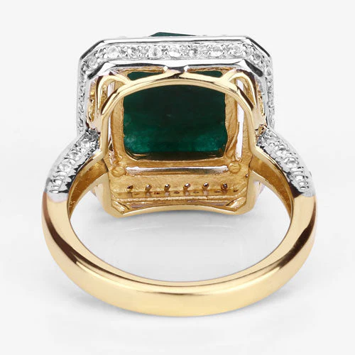 5.18 Carat Dyed Emerald and White Topaz .925 Sterling Silver Ring - Image 10