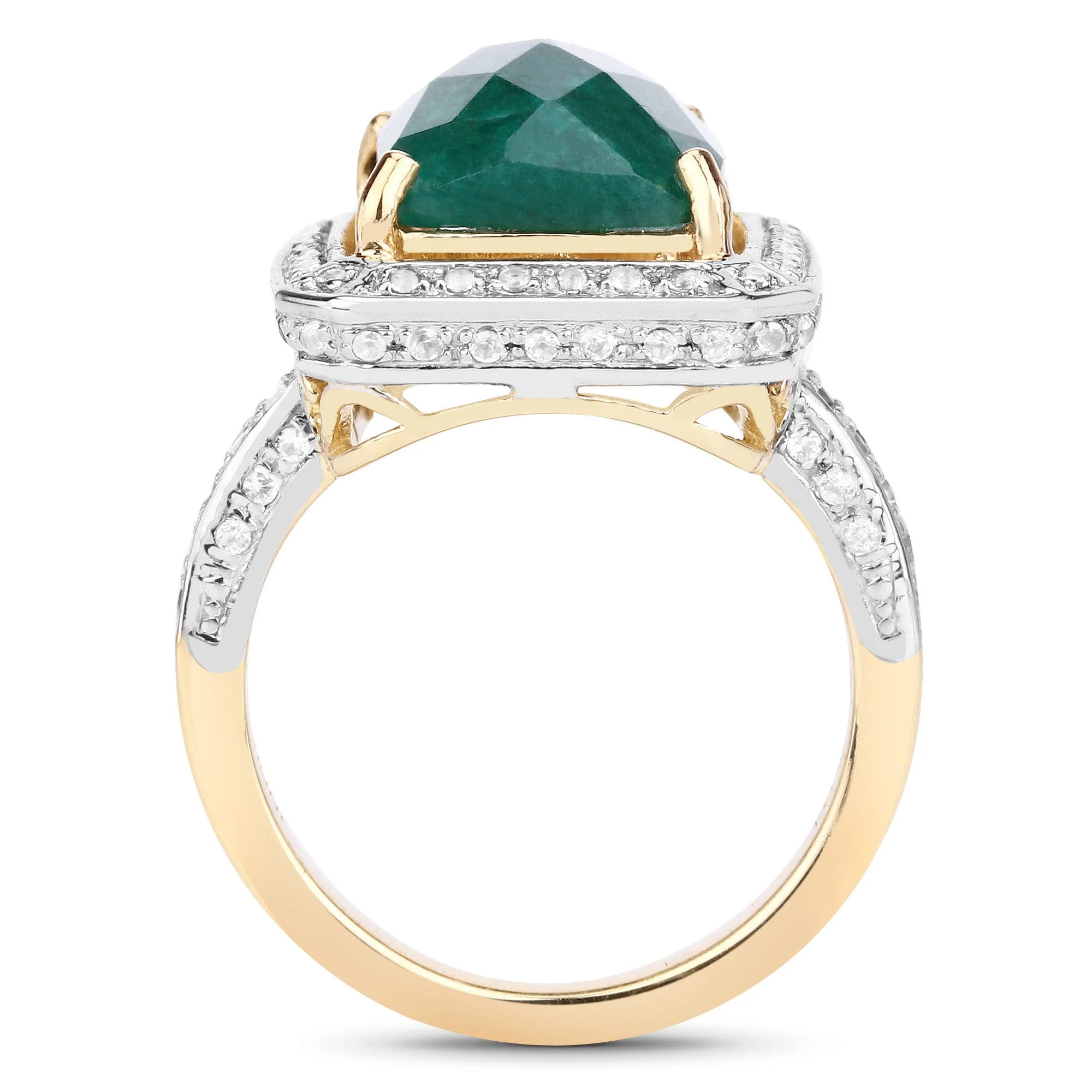 5.18 Carat Dyed Emerald and White Topaz .925 Sterling Silver Ring - Image 2
