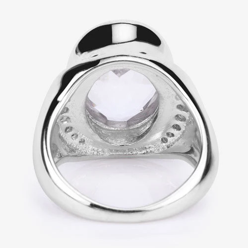 5.38 Carat Genuine Crystal Quartz and White Diamond .925 Sterling Silver Ring - Image 6