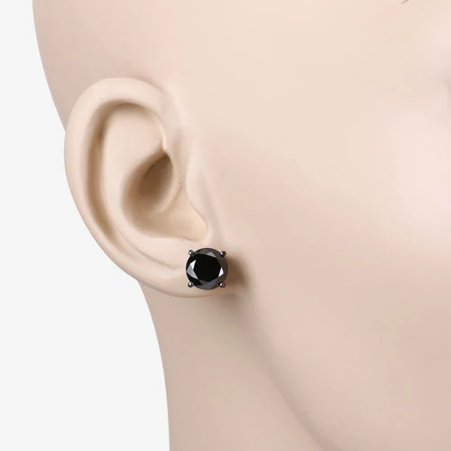 5.41 Carat Genuine Black Diamond 14K White Gold Earrings - Image 9