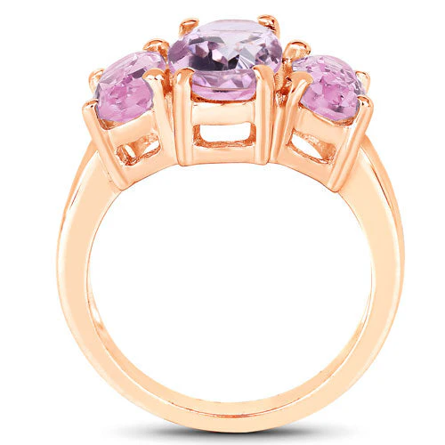 5.44 Carat Genuine Pink Amethyst .925 Sterling Silver Ring - Image 2