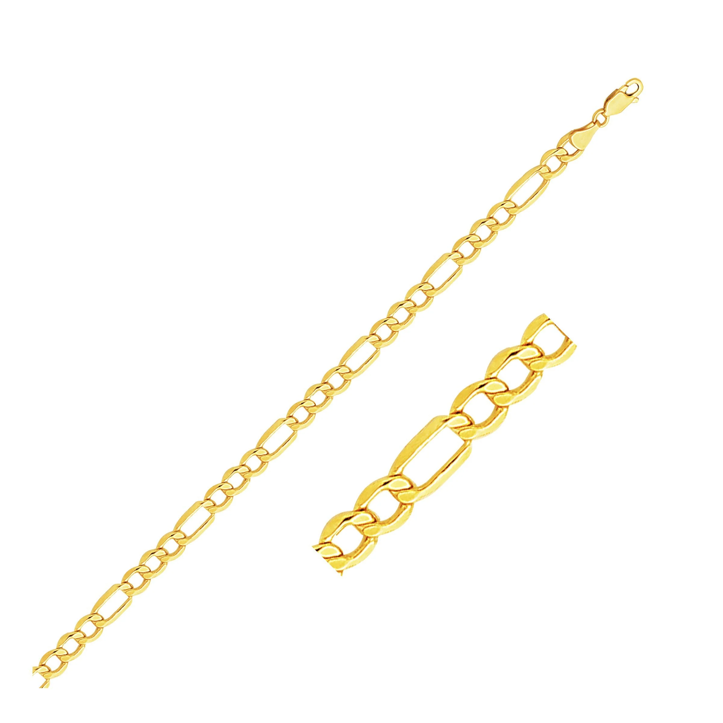 5.4mm 14k Yellow Gold Lite Figaro Bracelet - Image 3