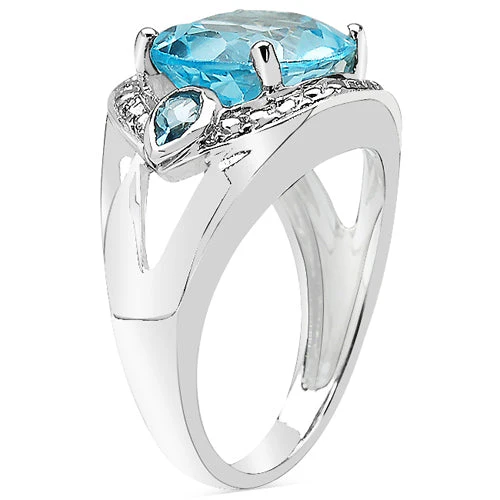 5.51 Carat Genuine Blue Topaz .925 Sterling Silver Ring - Image 2