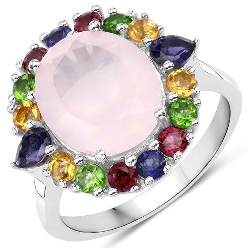5.52 Carat Genuine Multi Stones .925 Sterling Silver Ring - Image 2