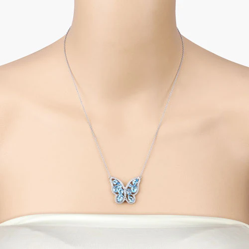 5.54 Carat Genuine Swiss Blue Topaz .925 Sterling Silver Necklace - Image 10