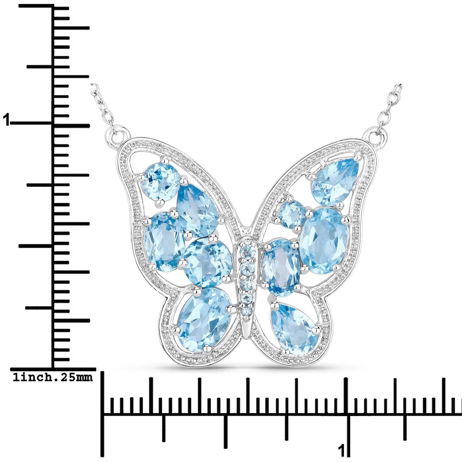 5.54 Carat Genuine Swiss Blue Topaz .925 Sterling Silver Necklace - Image 3