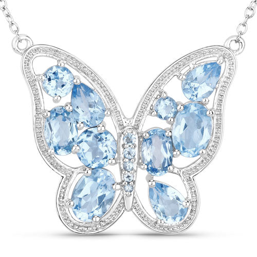 5.54 Carat Genuine Swiss Blue Topaz .925 Sterling Silver Necklace - Image 5