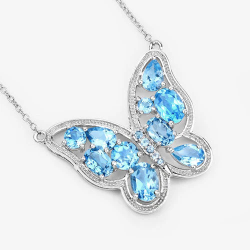 5.54 Carat Genuine Swiss Blue Topaz .925 Sterling Silver Necklace - Image 8