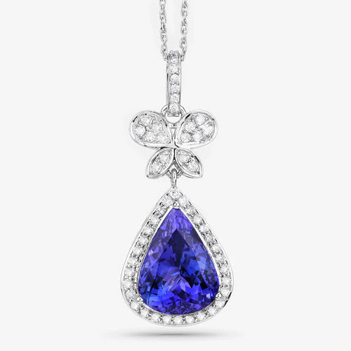 5.54 Carat Genuine Tanzanite and White Diamond 18K White Gold Pendant - Image 17
