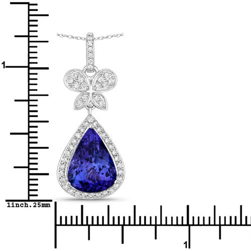 5.54 Carat Genuine Tanzanite and White Diamond 18K White Gold Pendant - Image 7