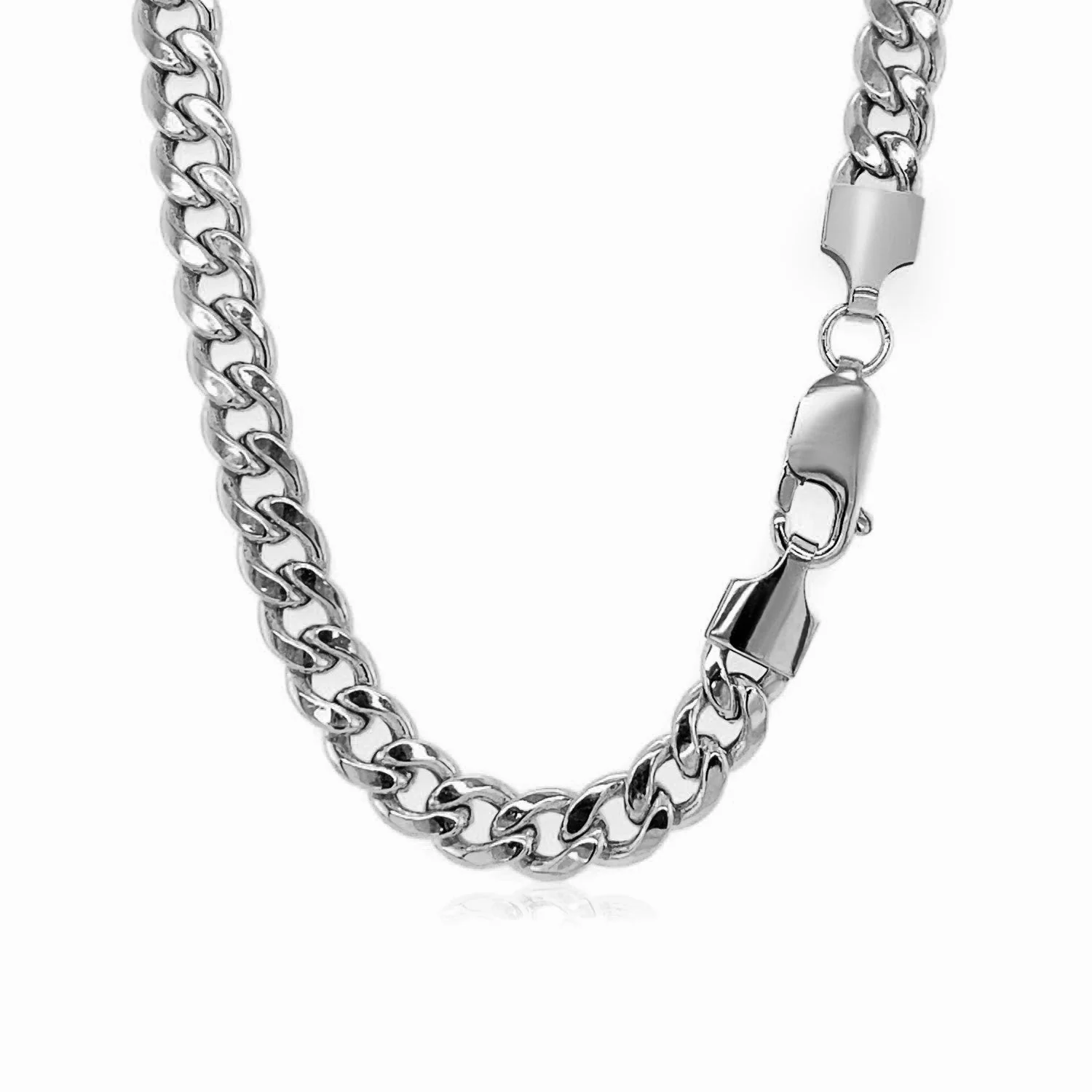 5.5mm 14k White Gold Miami Cuban Semi Solid Chain - Image 10