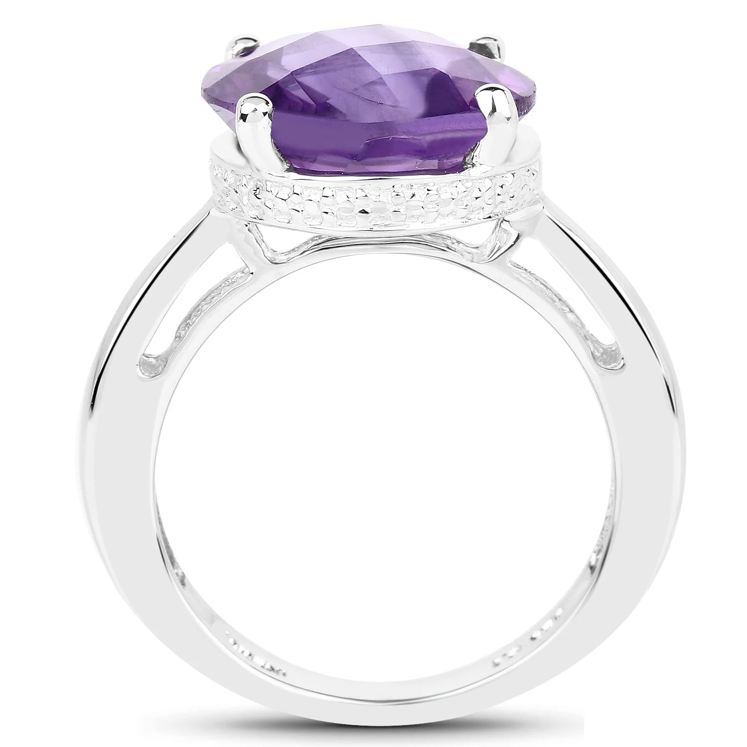 5.60 Carat Genuine Amethyst .925 Sterling Silver Ring - Image 2