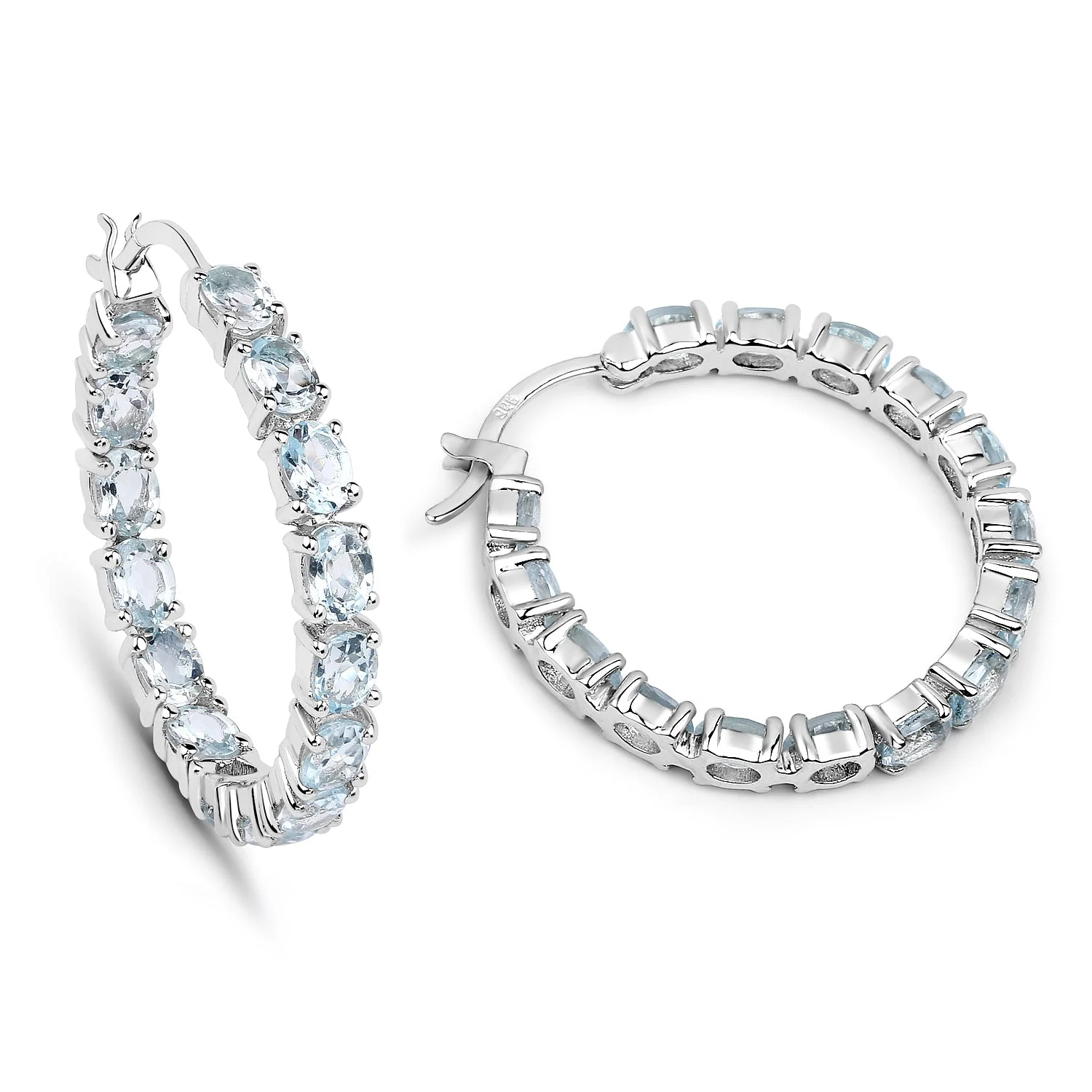 5.70 Carat Genuine Blue Topaz .925 Sterling Silver Earrings - Image 2