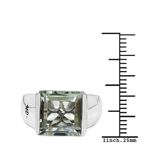 5.71 Carat Genuine Green Amethyst & White Diamond .925 Sterling Silver Ring - Image 6