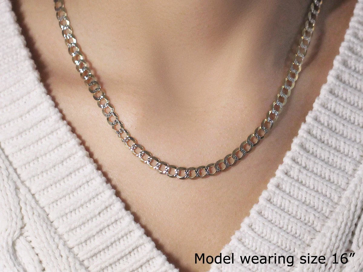 5.7mm 14k Two Tone Gold Pave Curb Chain - Image 10