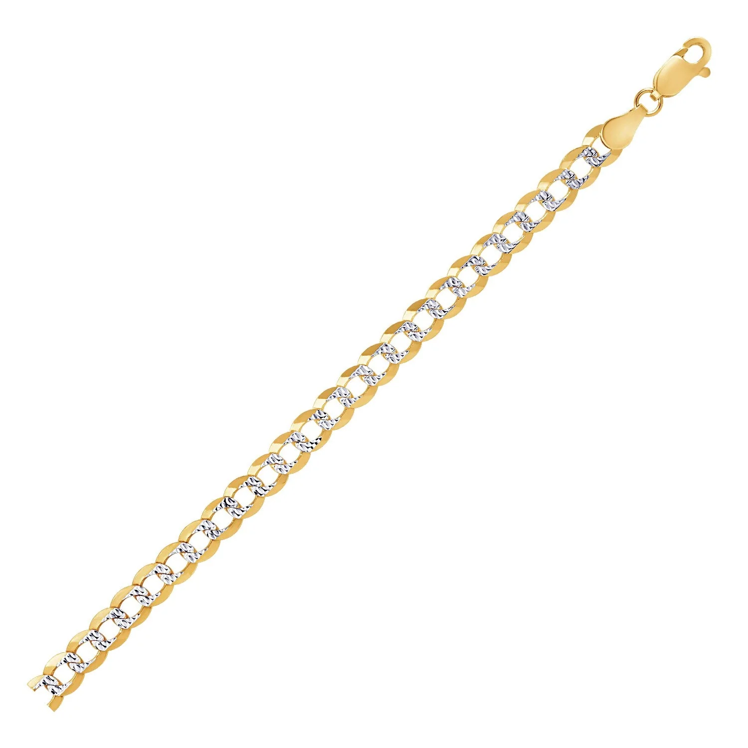 5.7mm 14k Two Tone Gold Pave Curb Chain - Image 6