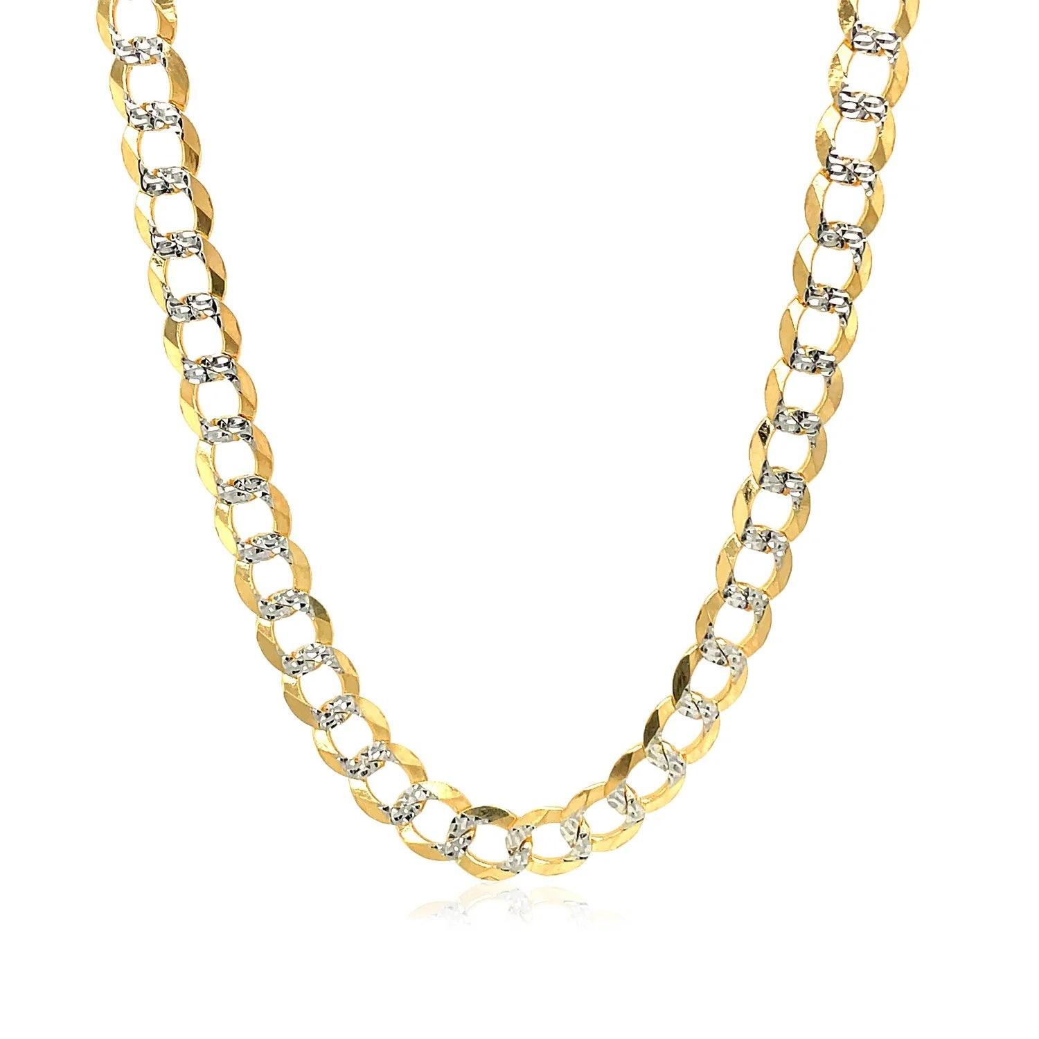 5.7mm 14k Two Tone Gold Pave Curb Chain - Image 8