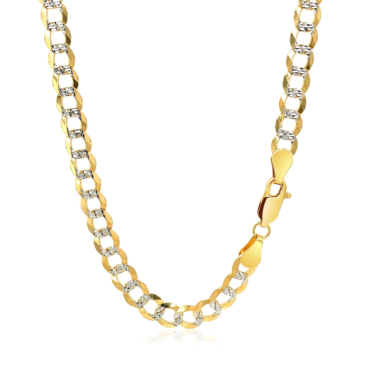 5.7mm 14k Two Tone Gold Pave Curb Chain - Image 9