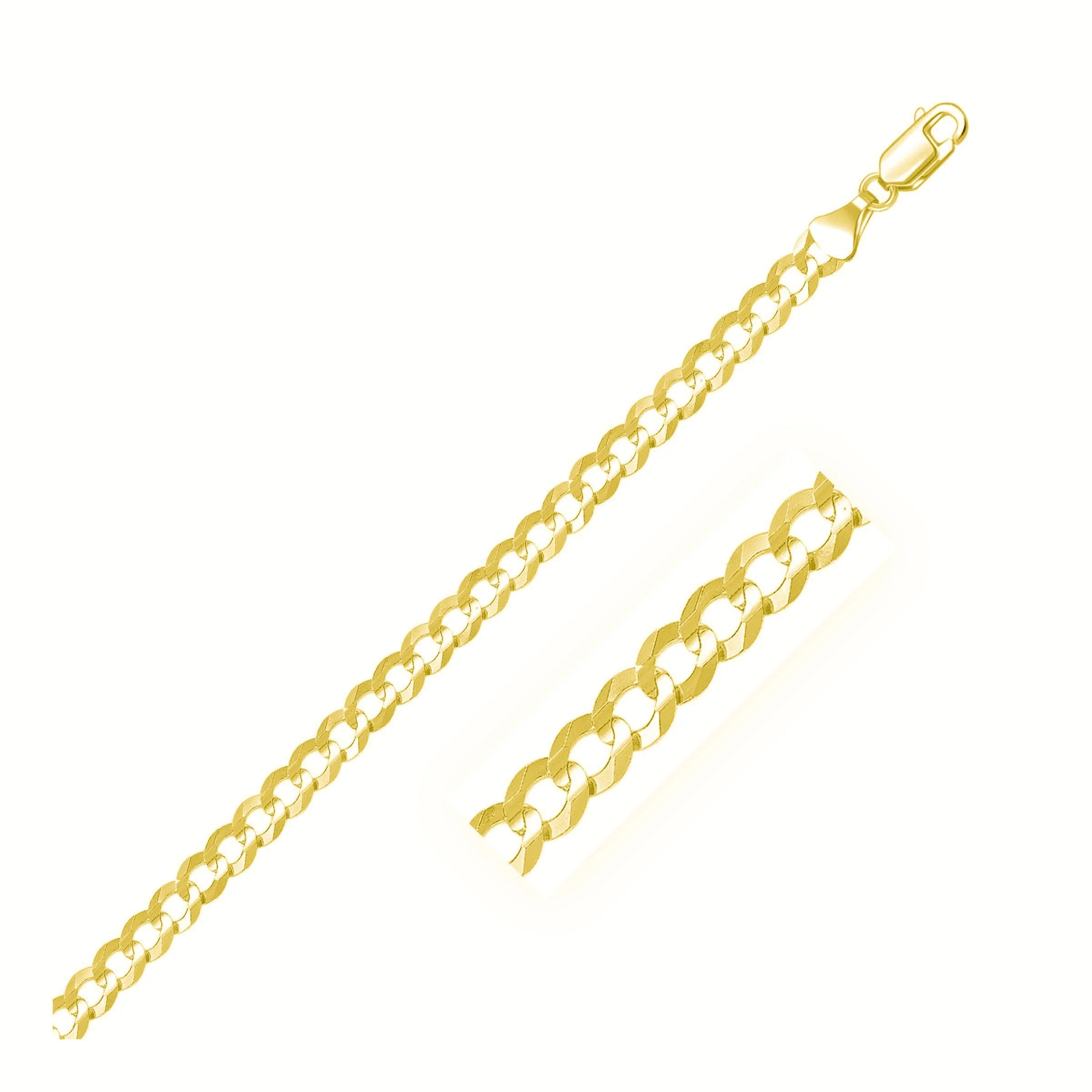 5.7mm 14k Yellow Gold Solid Curb Chain - Image 5